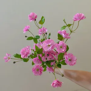 Künstlicher rosa Ranunkeln Seidenblumen Blumenstrauß für DIY Haarschmuck Heimdekoration Handwerk