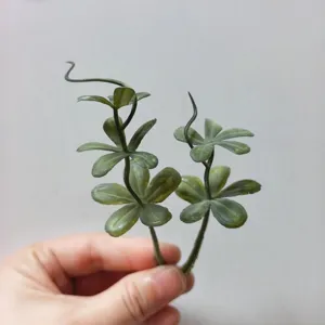 Artificial 5-petal PVC leaf green plant DIY handmade corsage hat accessory detail view