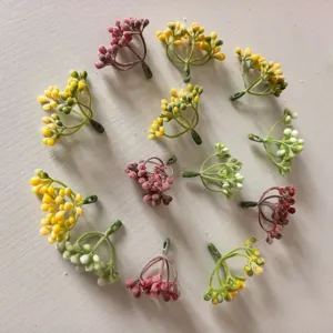 Artificial Flocked Berry Stems Small Fruit Branches For DIY Wreath Floral Arrangement Home Wedding Party Decoration