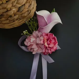 Corsetto da polso con fiore artificiale viola chiaro decorazione floreale nuziale accessorio