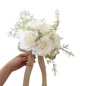 Bouquet de roses artificielles blanches fleur de mariée déco de mariage accessoires cadeau