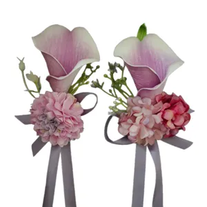 Fiore da polso calla artificiale viola chiaro corsage per matrimonio festa sposa