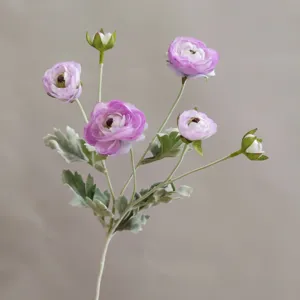 Künstliche Ranunkeln Blume 6-Kopf Seide Blumenstiel für Heimdekoration Hochzeit Party Deko