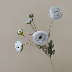 Künstliche Hahnenfuß Seidenblumen Zweig Detail mehrköpfige Kunstblume Heimdekoration.