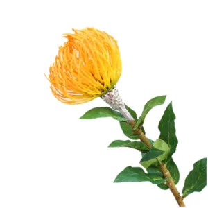 Single artificial pincushion protea flower for home decor photography backdrop main view