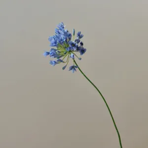 Single blue artificial agapanthus flower detail, perfect for home decor and photography props.