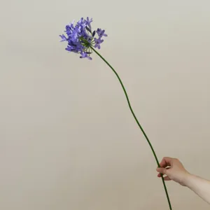 Artificial agapanthus flower stem purple silk floral for home decor photography props