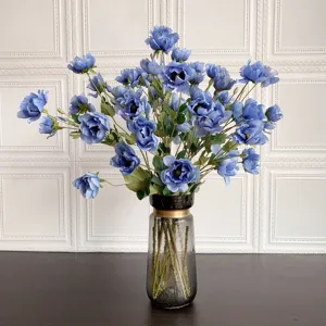 Bouquet di fiori artificiali anemoni di seta blu decorazione casa e matrimonio