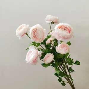 Pink artificial peony flower bouquet silk floral arrangement for home decor photography props