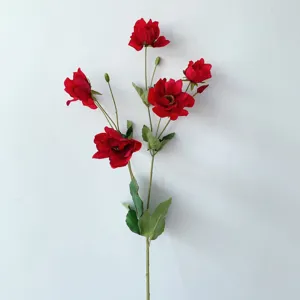 Ramo di fiori di anemone artificiale multicefala per decorazioni domestiche e matrimonio