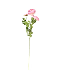 3-head artificial ranunculus silk flower for home decor photography props wedding party.