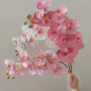 Artificial phalaenopsis orchid flower branch pink home decor wedding floral arrangement display