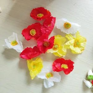 Artificial colorful silk poppy flower heads for DIY hair accessories crafting now