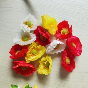 Artificial poppy flower heads for DIY hair accessories, Chinese traditional Hanfu headwear decor.