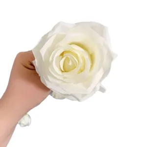 Tête de rose artificielle blanche pour accessoires de cheveux de chapeau DIY Hanfu.