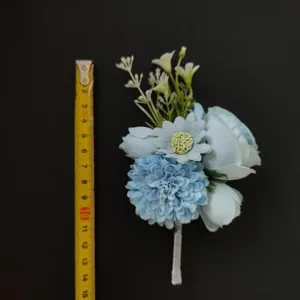 Blue groom boutonniere artificial flower suit lapel flower wedding party decoration accessory