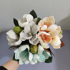 Bouquet de fleurs de magnolia artificielles en EVA réaliste pour décoration intérieure