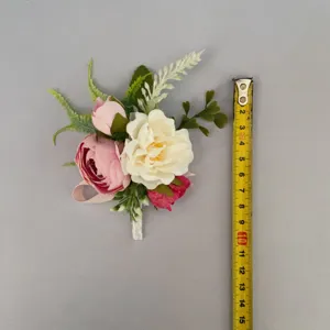 Artificial flower corsage for wedding groom groomsmen handmade rose boutonniere