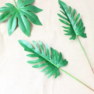 Künstliche Monstera Blatt Grüne Pflanze Stiel Falsche Philodendron für Wohnkultur Hochzeit Party Fotografie Requisiten