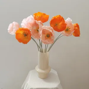 Bouquet di fiori di papavero artificiali seta decorazione casa matrimonio tavolo