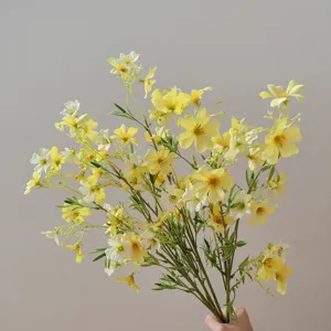Artificial yellow clematis flower bunch small floral DIY home wedding photography decor detail