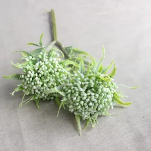 Artificial frosted fern berry plant for home decor, 2-fork plastic fake flower arrangement.