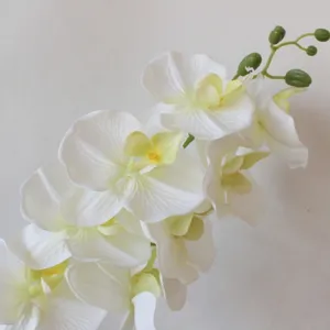 Ramo singolo di orchidea phalaenopsis bianca artificiale per decorazione casa e matrimonio.