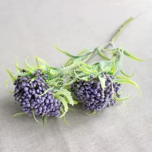 Artificial frosted fern berry branch fake flower floral arrangement home decor DIY craft
