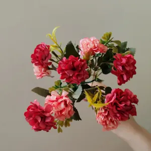 Künstliche Chrysanthemen Blumenstrauß 9 Köpfe Seidenblumen für Heim und Party Deko