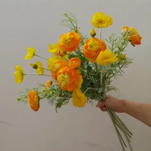 Artificial Silk Flower Bouquet 10 Stems Ranunculus Poppy Home Decor Photography Props