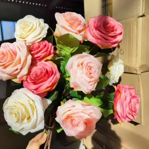 Bouquet di rose artificiali fiori di seta finti per decorazione casa festa di nozze