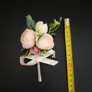 Kunstmatige roos corsage lichtroze bruidegom huwelijk bloem decoratie accessoire