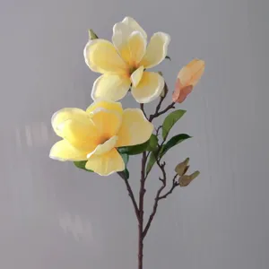 Künstliche Magnolienblüte Seidenblume Zweig Dekoration für Wohnzimmer Hochzeit Zuhause
