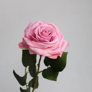 Fiore di rosa artificiale a ramo singolo grande fiore decorativo in seta per casa.