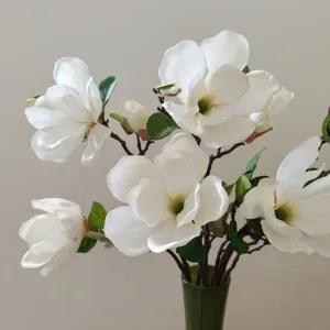 Künstliche Magnolien Blumen Seidenblumen Zweig für Zuhause Wohnzimmer Hochzeit Deko
