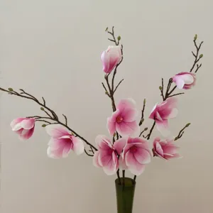 Fiore di Magnolia Artificiale Singolo Rametto Fiori di Seta Tocco Reale Decorazione per la Casa Accessori per Fotografia
