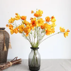 Fleurs de cosmos artificielles arrangement de soie décoration maison marguerite orange
