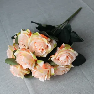 Bouquet di rose artificiali francesi a 10 teste fiori di seta supporto fotografico