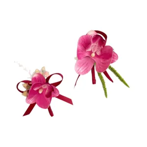 Bottoniere orchidea rosa per abito uomo matrimonio testimone fiori artificiali decori