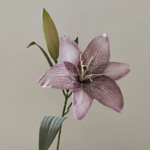 Artificial retro lily silk flower for home decor, photography prop, and floral arrangement.