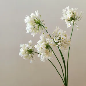 Artificial white agapanthus silk flowers, perfect for home decor and photography props.