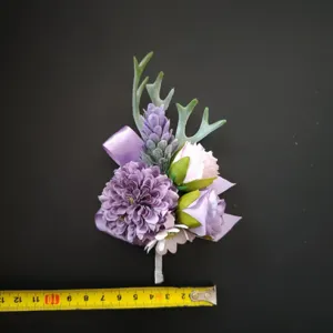 Paarse kunstbloem boutonniere voor bruidegom pak corsage huwelijk feest decor
