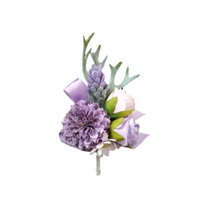 Paarse trouw corsage kunstbloem lapel speld voor heren pak bruidegom business evenement