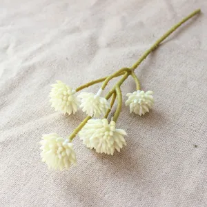 Ramo di pianta verde succulente artificiale a 6 teste per decorazioni floreali fai-da-te.