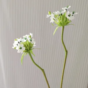 Artificial velvet Star of Bethlehem silk flower stems detail, realistic floral decor.