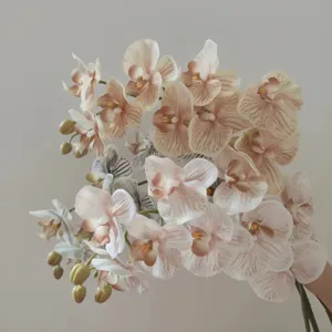 Orchidea Phalaenopsis artificiale 3D di alta qualità a 9 teste per decorazioni e sfondo domestico.