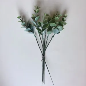 Ramo de hojas de eucalipto artificiales planta falsa arreglo floral para decoración hogar.