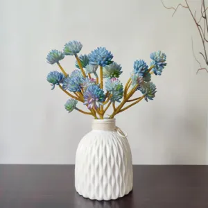Ramo Di Pianta Succulenta Artificiale Teste Multiple Finto Verde Stelo Floreale Per Arredamento Matrimonio Accessorio Fotografico