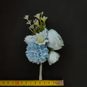 Blue groom boutonniere wedding suit lapel flower artificial floral decoration