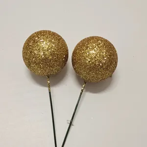 Bolas de decoración de tartas con purpurina dorada para fiesta de cumpleaños postre